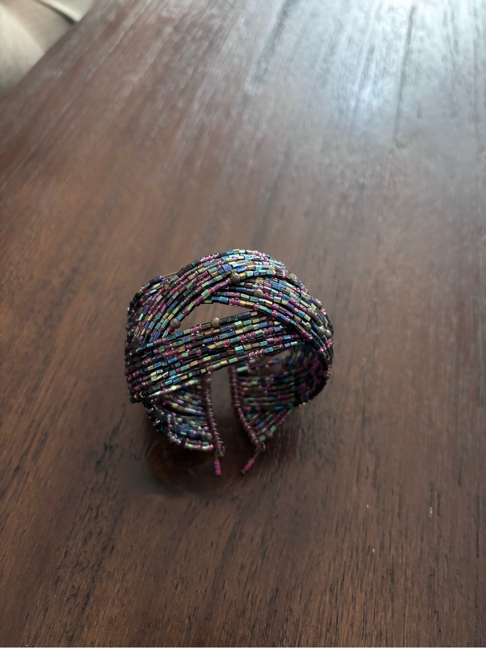 Multicolor Beaded Statement Cuff Bracelet